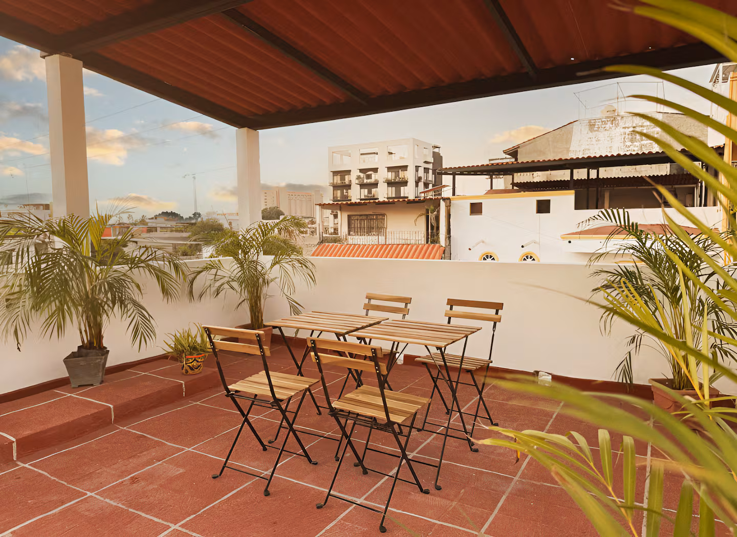 Seating and plants on the shared terrace